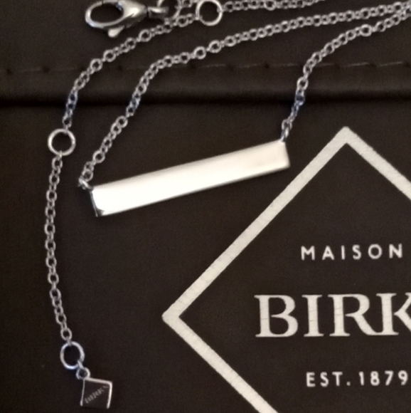 Birks Horizontal Bar Sterling Silver Necklace - Picture 2 of 5